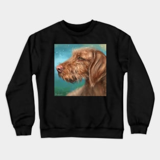 Painting of a Brown Wirehaired Vizsla Looking to the Left Side Crewneck Sweatshirt